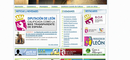 Detalle de la web de la Diputación de León sin informar del fallecimiento de Carrasco.