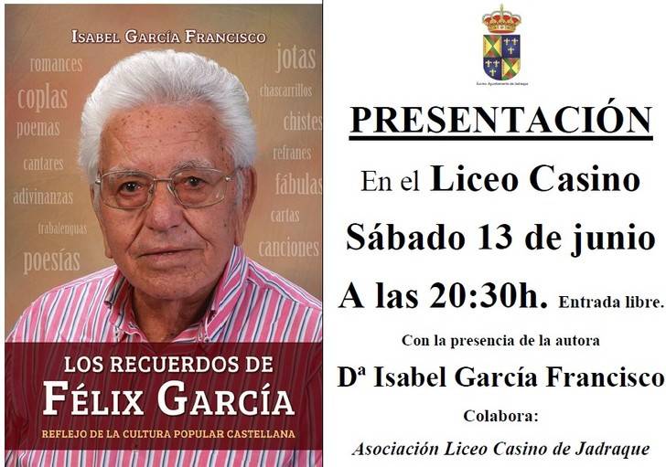 Isabel García Francisco presenta el sábado 13 en Jadraque su libro Los recuerdos de Félix García