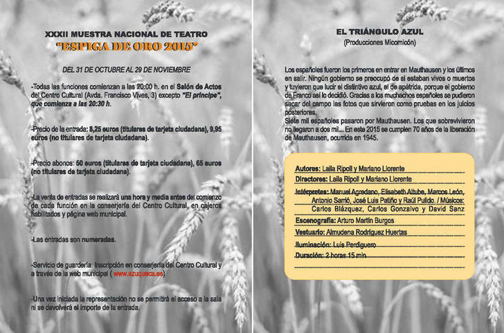 'El triángulo azul', Microteatro y un nuevo pasacalles en la programación de La Espiga de Azuqueca de este fin de semana