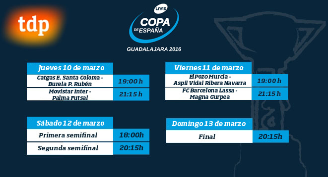 Definidos los horarios de la Copa de España de Fútol Sala Guadalajara 2016