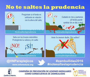 No te saltes la prudencia, nuevo eslogan del Hospital Nacional de Parapléjicos para prevenir malas zambullidas