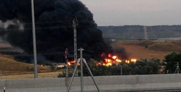 Incendio en la planta de reciclaje de neumáticos de Chiloeches