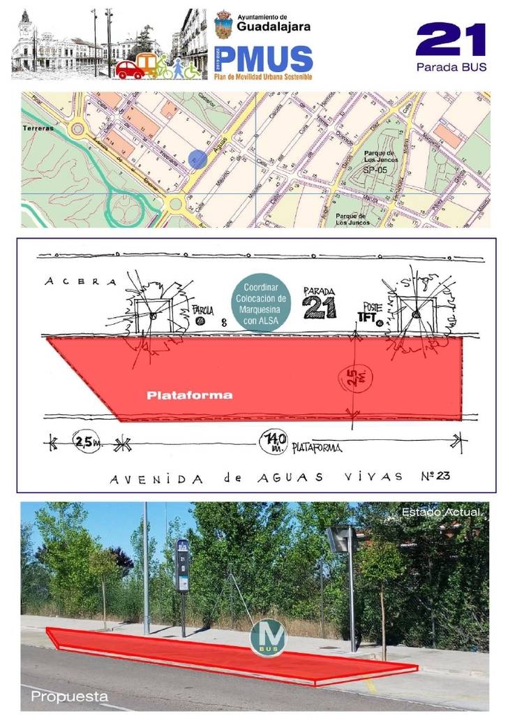 El Ayuntamiento de Guadalajara inicia los trabajos de mejora de 26 paradas de autobuses