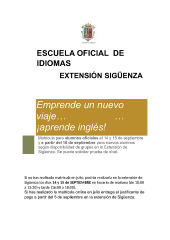 Abierto el periodo de matriculación de la EOI de Sigüenza para el curso 2016-2017