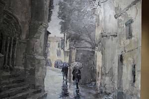 Pintando bajo la lluvia la belleza otoñal de Sigüenza