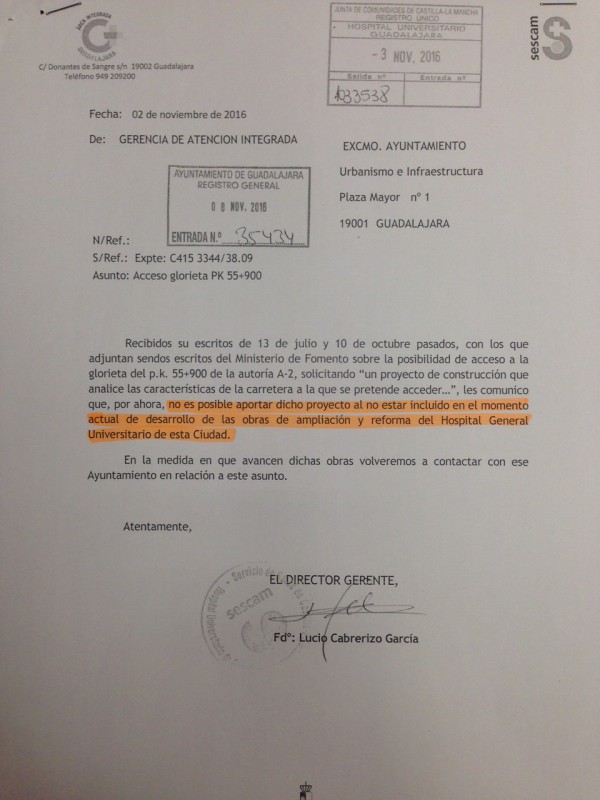 Carnicero demuestra que la Junta iba a asumir la construcción del acceso al Hospital que ahora reclama al Ayuntamiento