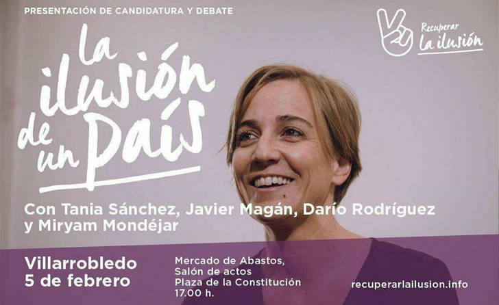 La diputada Tania Sánchez de Podemos hace campaña este domingo a favor de Errejón en Castilla La Mancha