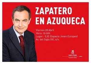 El ex presidente Zapatero ir&#225; a Azuqueca de Heanares para pedir el apoyo para Susana D&#237;az