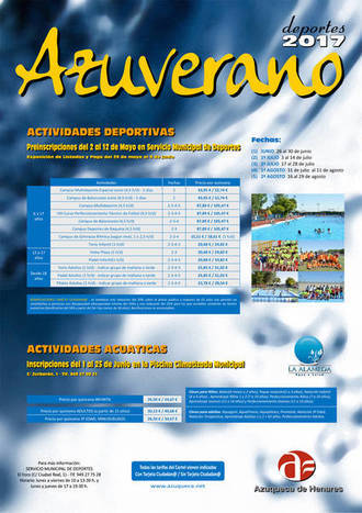 Abierta la preinscripción en las actividades deportivas del programa Azuverano 2017