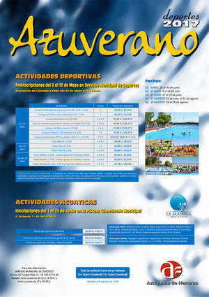 Abierta la preinscripción en las actividades deportivas del programa Azuverano 2017