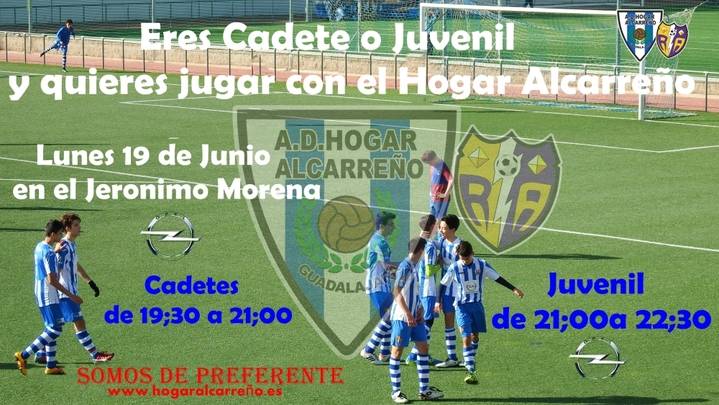 Cadetes y juveniles pasarán las pruebas para poder pertenecer al Hogar Alcarreño