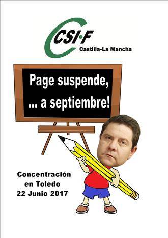 Una manifestación gritará este jueves que ¡Page suspende, a septiembre!