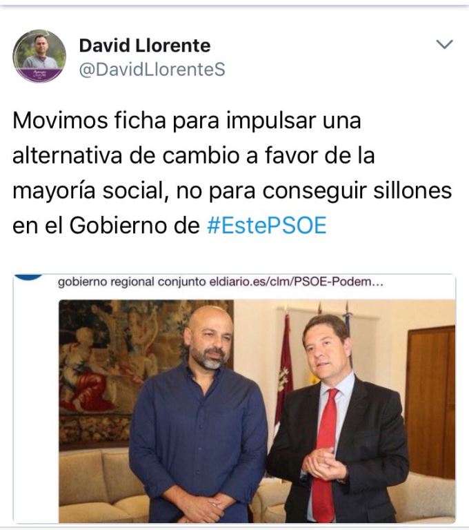 El podemita de Guadalajara David Llorente reacciona : 