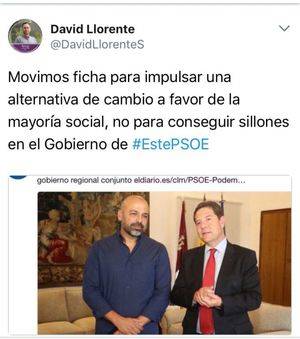 El podemita de Guadalajara David Llorente reacciona : 