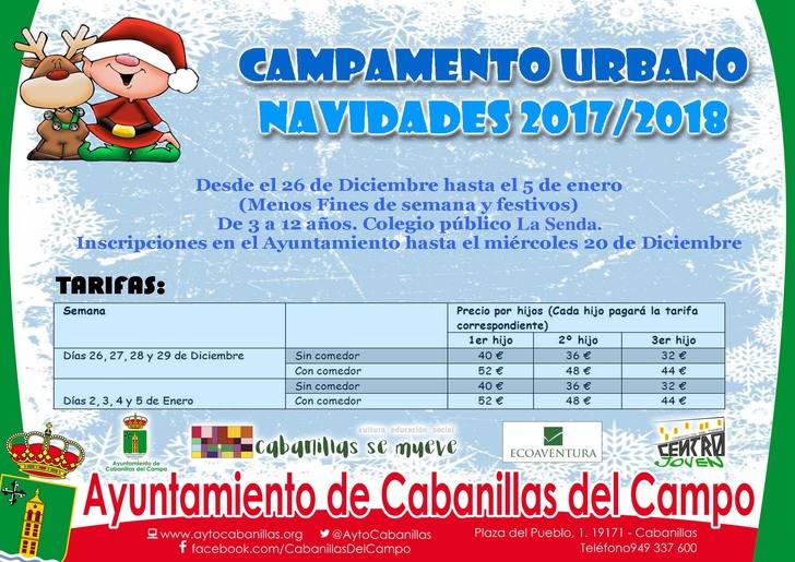 El Ayuntamiento de Cabanillas organiza un nuevo Campamento Urbano durante las vacaciones escolares de Navidad