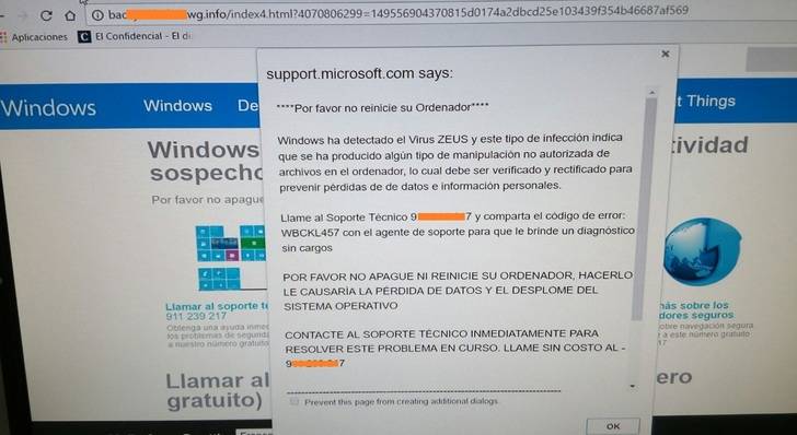 Alertan de un falso soporte de Windows que inutiliza equipos 