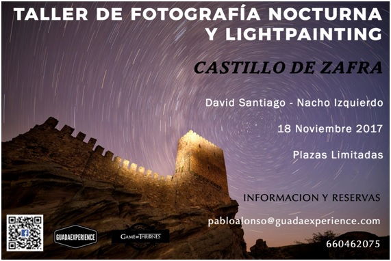 Guadexperience ofrece la posibilidad de realizar un Taller de Fotografía Nocturna y Lightpainting en el Castillo de Zafra