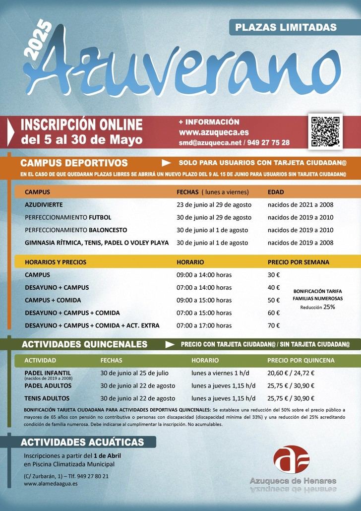 Inician inscripciones para el programa Azuverano 2025 el lunes