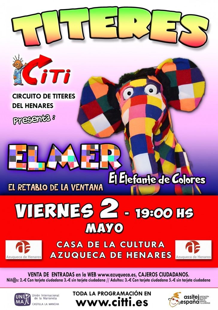 Entradas disponibles para la función de títeres 'Elmer, el elefante de colores'