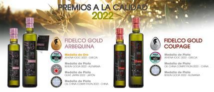 Aceites de Oliva Virgen Extra Fidelco Gold Arbequina y Fidelco Gold Coupage, obtiene siete premios internacionales