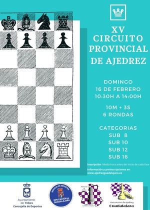 La penúltima jornada del XV Circuito Provincial de Ajedrez recala este domingo en el polideportivo de Valdeluz