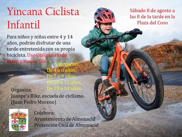 Gran yincana ciclista en Almonacid de Zorita, para niños desde los 4 a los 14 años