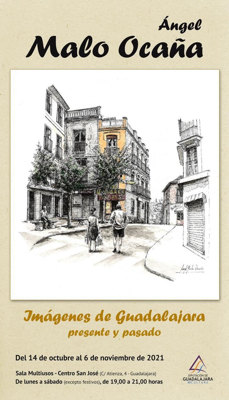 Exposición de dibujos de Guadalajara de Ángel Malo Ocaña en la Multiusos de la Diputación