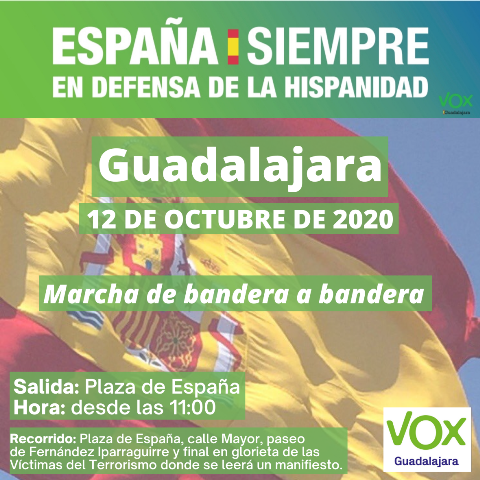 La justicia desautoriza a Sánchez y habrá marcha de VOX el 12 de octubre en Guadalajara 