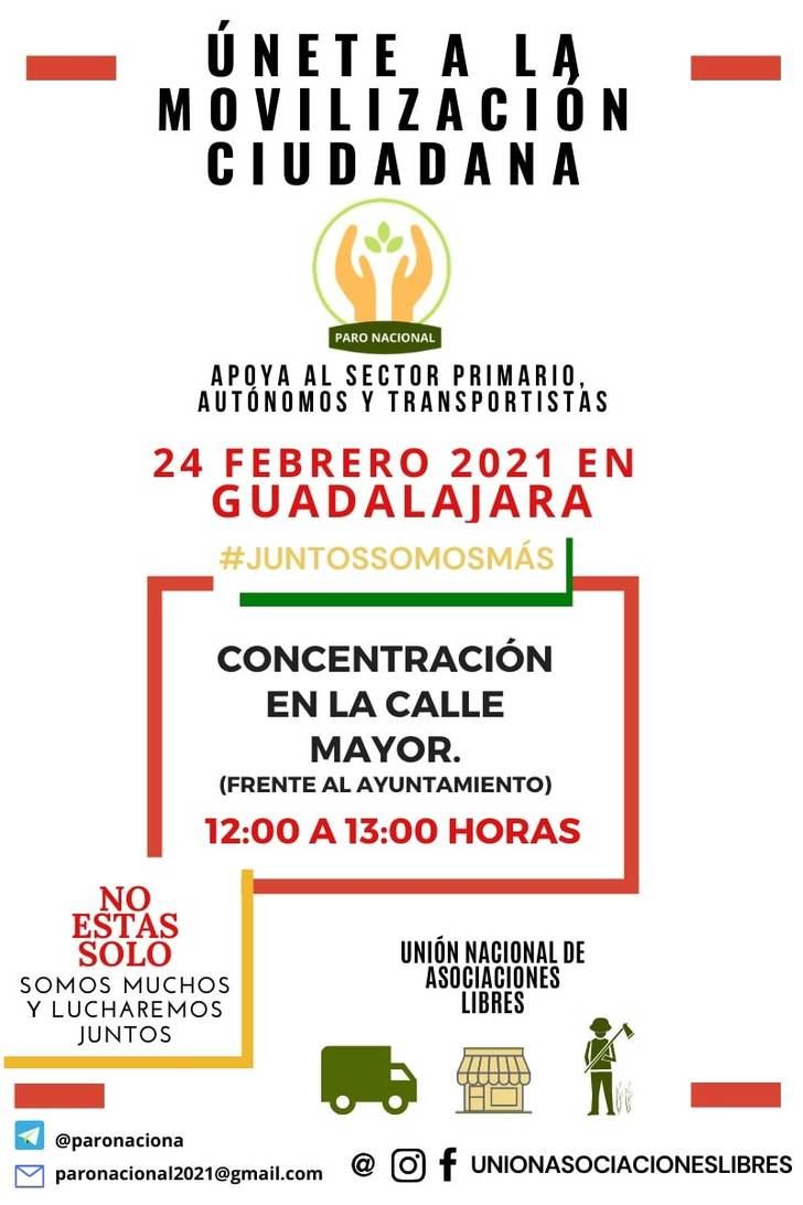 Los autónomos de GUADALAJARA se sienten desamparados y hacen visible su dramática situación en el parón convocado el 24 de Febrero en toda España