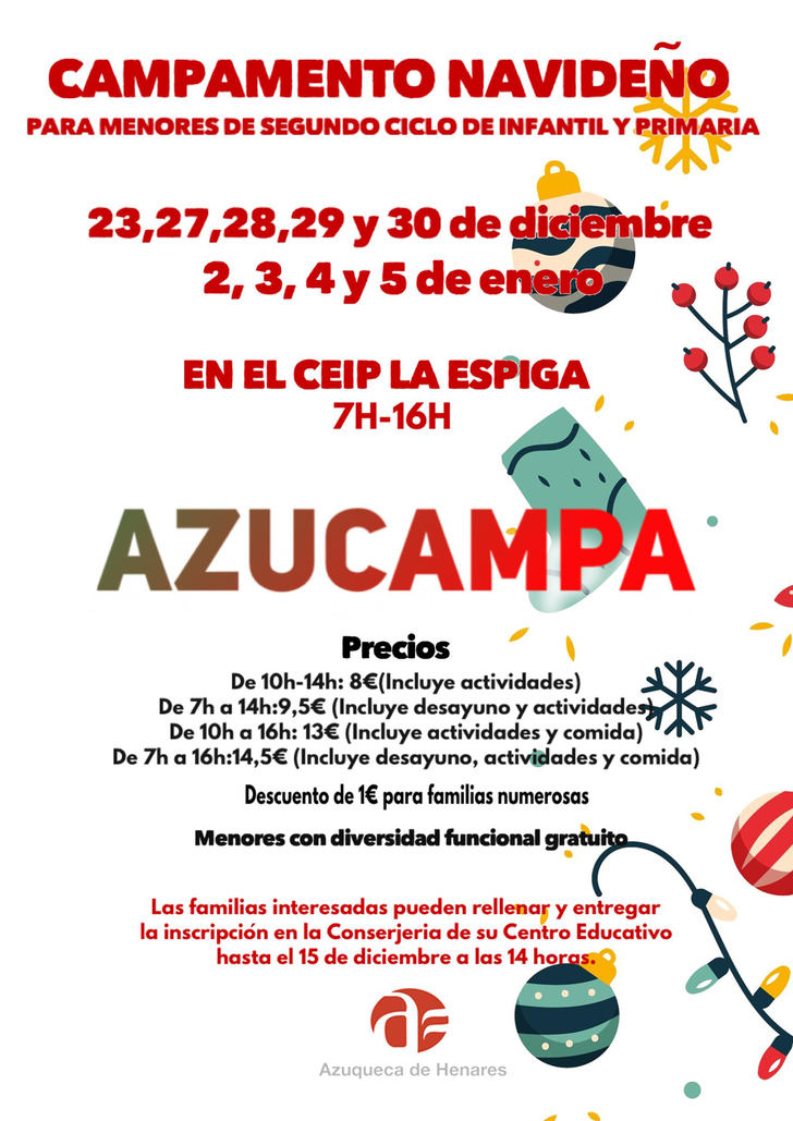 Últimos días de inscripción en el campamento organizado por el Ayuntamiento de Azuqueca durante las vacaciones escolares de Navidad