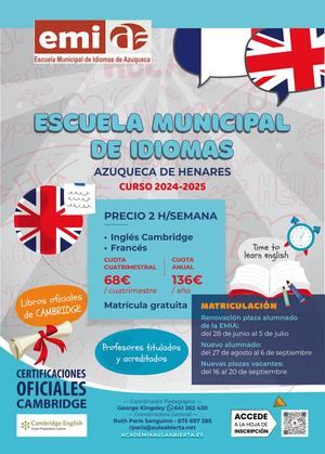 El martes 27 de agosto, la Escuela Municipal de Idiomas de Azuqueca abre el plazo de matriculación para nuevo alumnado