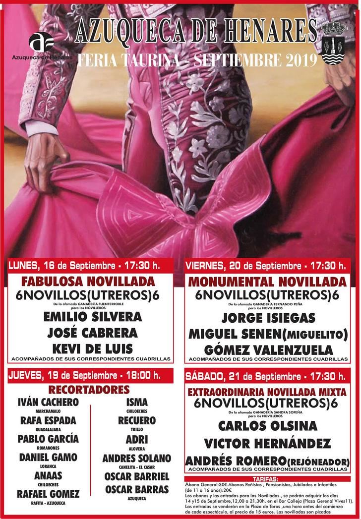 Los abonos y las entradas para la feria taurina de las Fiestas de Septiembre de Azuqueca se ponen a la venta este sábado y domingo