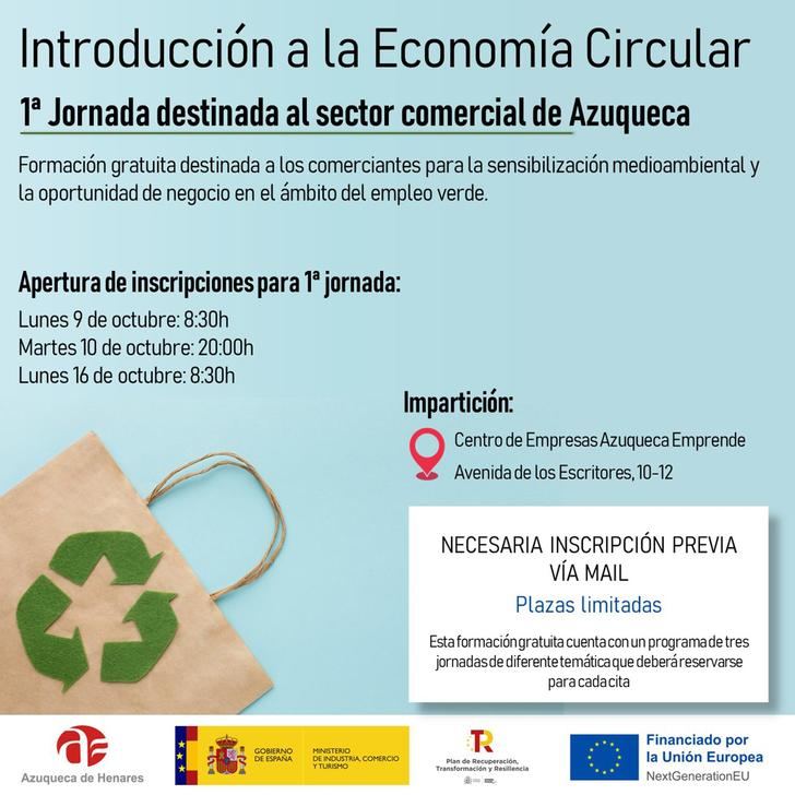 El Ayuntamiento de Azuqueca formará a los comerciantes y hosteleros sobre economía circular