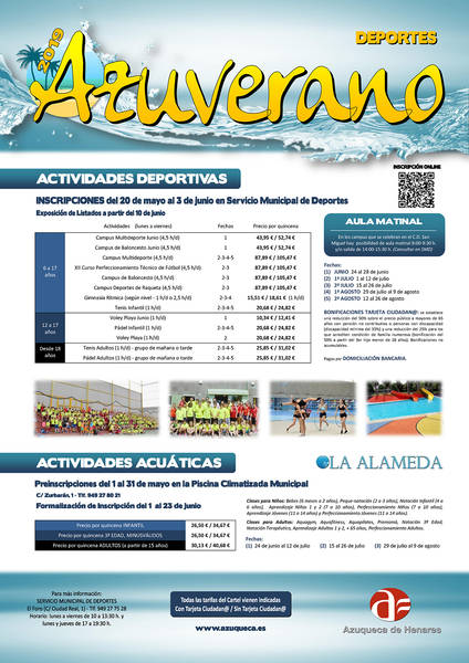 Hasta el 3 de junio, está abierta la inscripción en el programa Azuverano