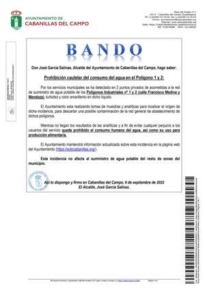PROHIBIDO el consumo de agua en los polígonos 1 y 2 de Cabanillas