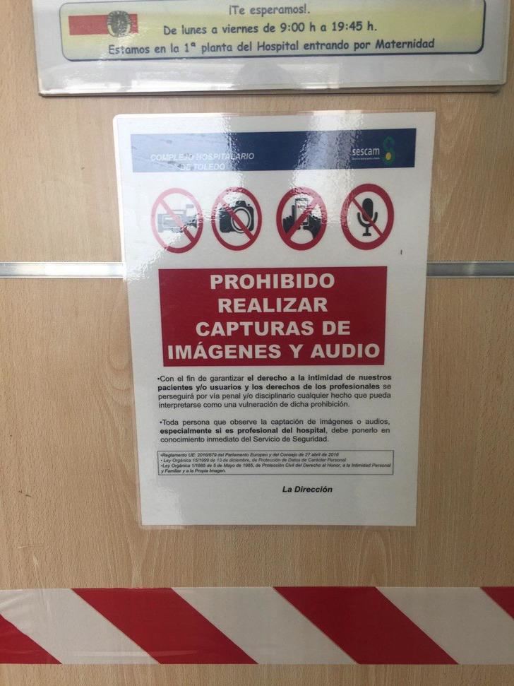 El PP denuncia carteles del Sescam que imponen la "censura" en los hospitales de Castilla-La Mancha