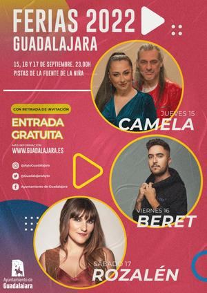 Rozalén, Beret y Camela forman el cartel de conciertos gratuitos para las Ferias y Fiestas de Guadalajara 2022