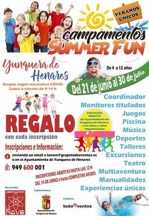 Abiertas las inscripciones para los Campamentos Summer Fun de Yunquera de Henares