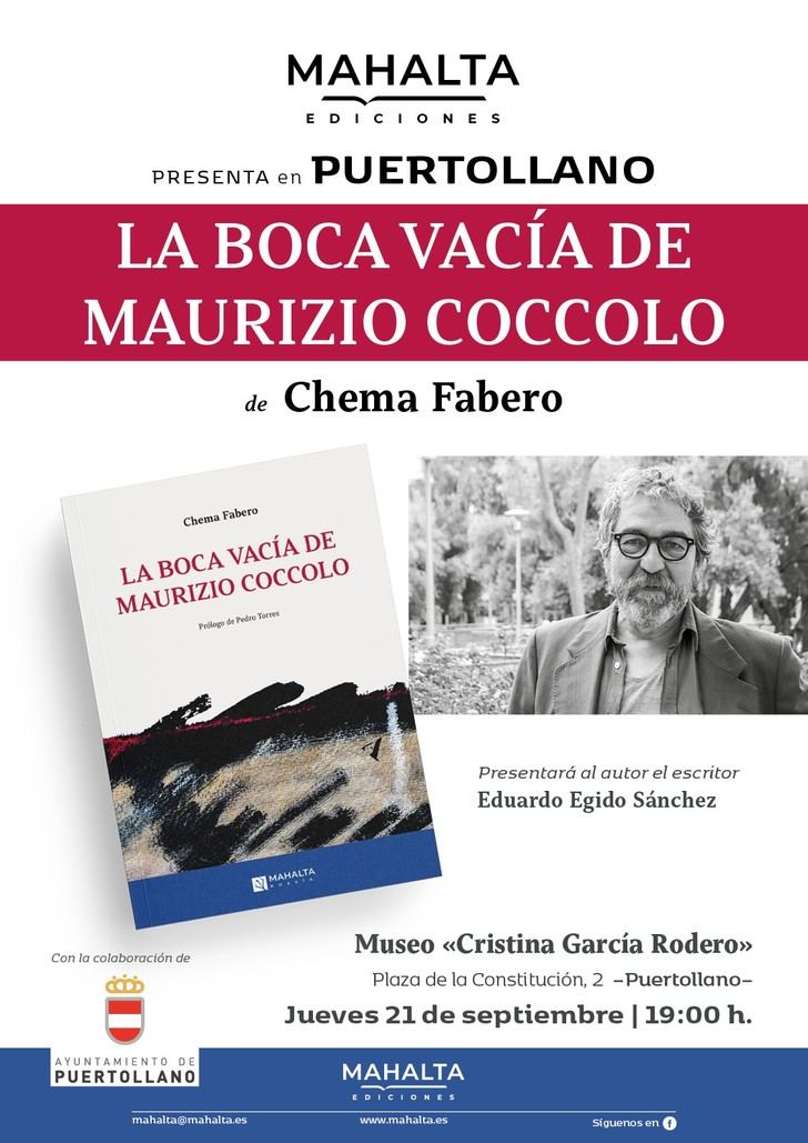 El novelista, dramaturgo y poeta Chema Fabero presenta en Puertollano su poemario La boca vacía de Maurizio Coccolo