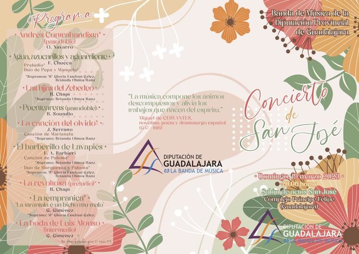 Concierto de San José de la Banda de Música de la Diputación de Guadalajara el domingo 19