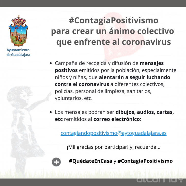 El Ayuntamiento de Guadalajara inicia la actividad #ContagiaPositivismo para crear un ánimo colectivo que enfrente al coronavirus
