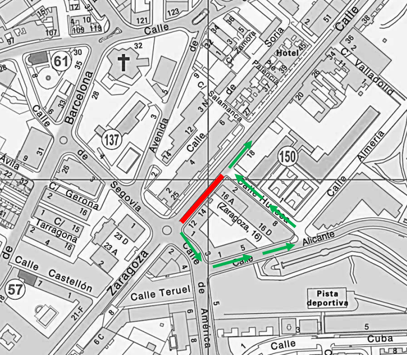 La próxima semana se cortará al tráfico un tramo de la calle Zaragoza para reparar dos pasos de peatones de su entorno