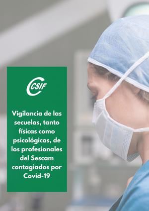 CSIF exige vigilar la salud y las secuelas de los profesionales del Sescam contagiados por Covid-19