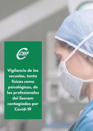 CSIF exige vigilar la salud y las secuelas de los profesionales del Sescam contagiados por Covid-19 