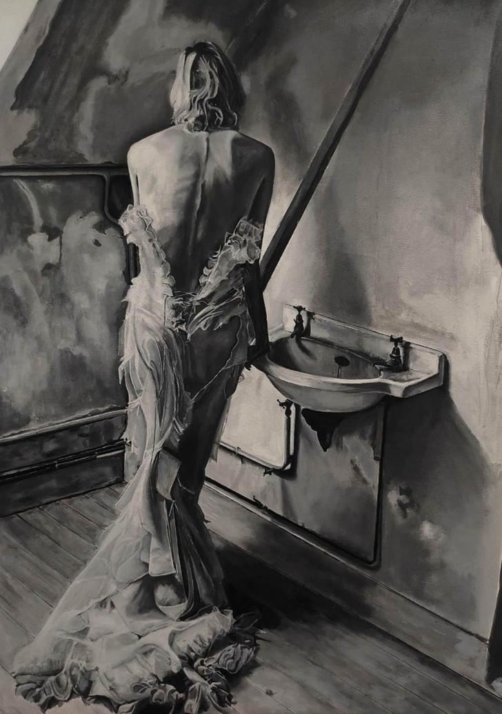 Este cuadro de Enrique Mata, alumno de la Escuela de Arte, era la propuesta sobre la que tenían que escribir los participantes del concurso