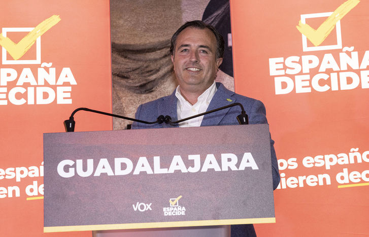 David Moreno en un acto público de VOX este sábado en Yunquera de Henares