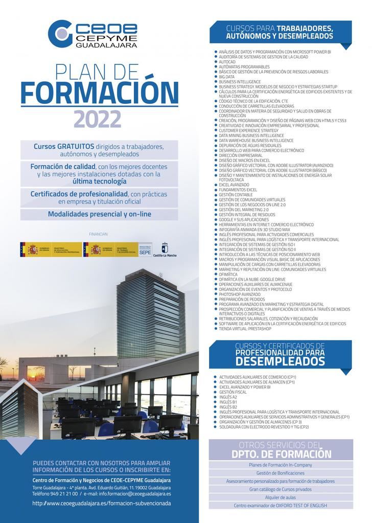 CEOE-CEPYME Guadalajara abre el plazo de inscripción de los cursos de 