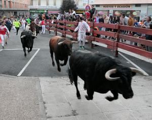 Un herido con magulladuras por caída en la calle en el Segundo Encierro de las Ferias de Guadalajara