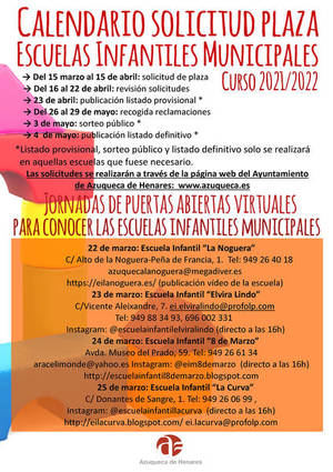 La solicitud de plaza en las escuelas infantiles municipales de Azuqueca se podr&#225; hacer del 15 de marzo al 15 de abril