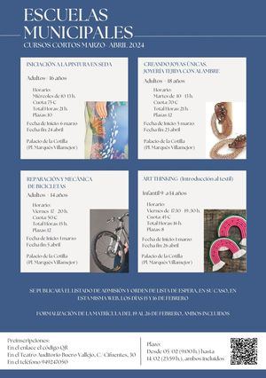 Abierto el plazo para la inscripción de los cursos cortos de las Escuelas Municipales de Guadalajara en los meses de marzo y abril